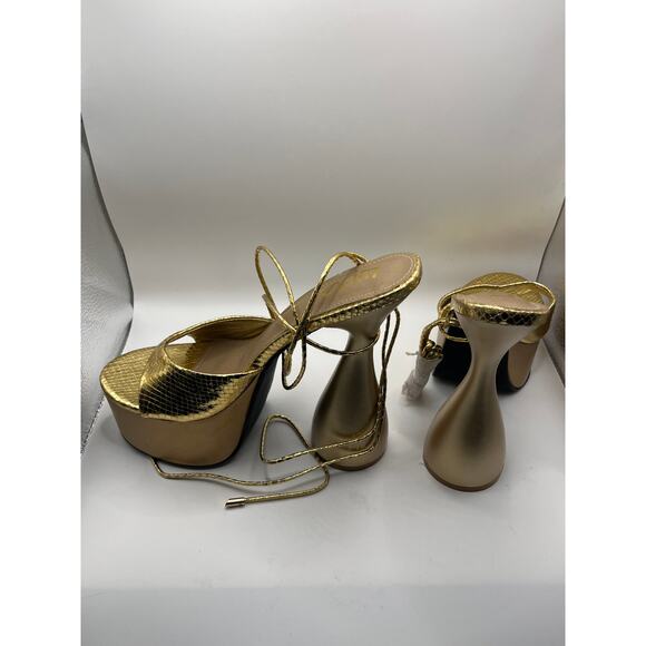 EGO Gelato Lace Up Platform Heels in Gold - Picture 6 of 12